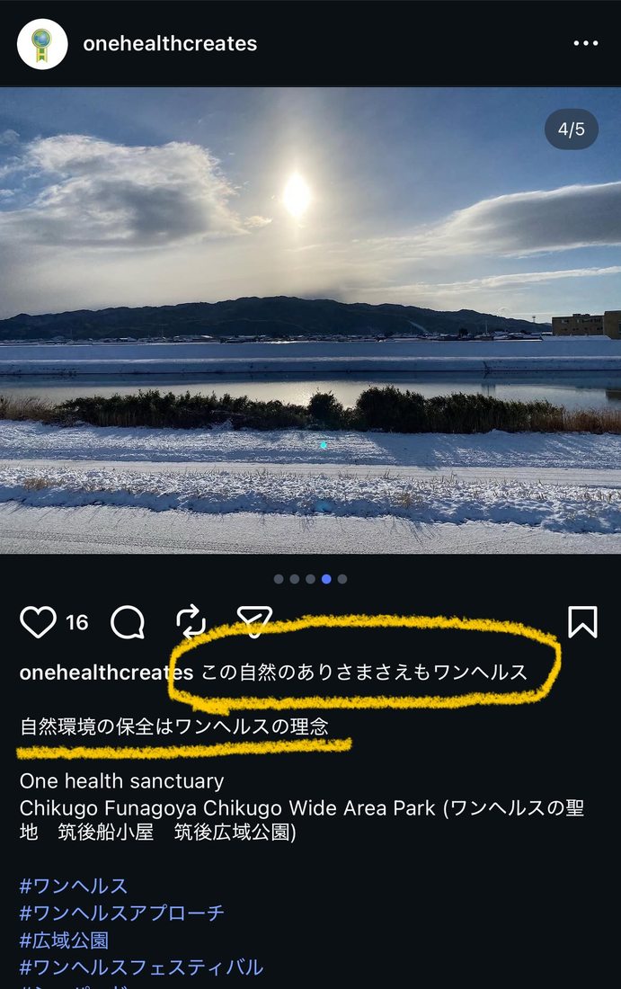 同インスタより。「自然のありさまさえもワンヘルス。」